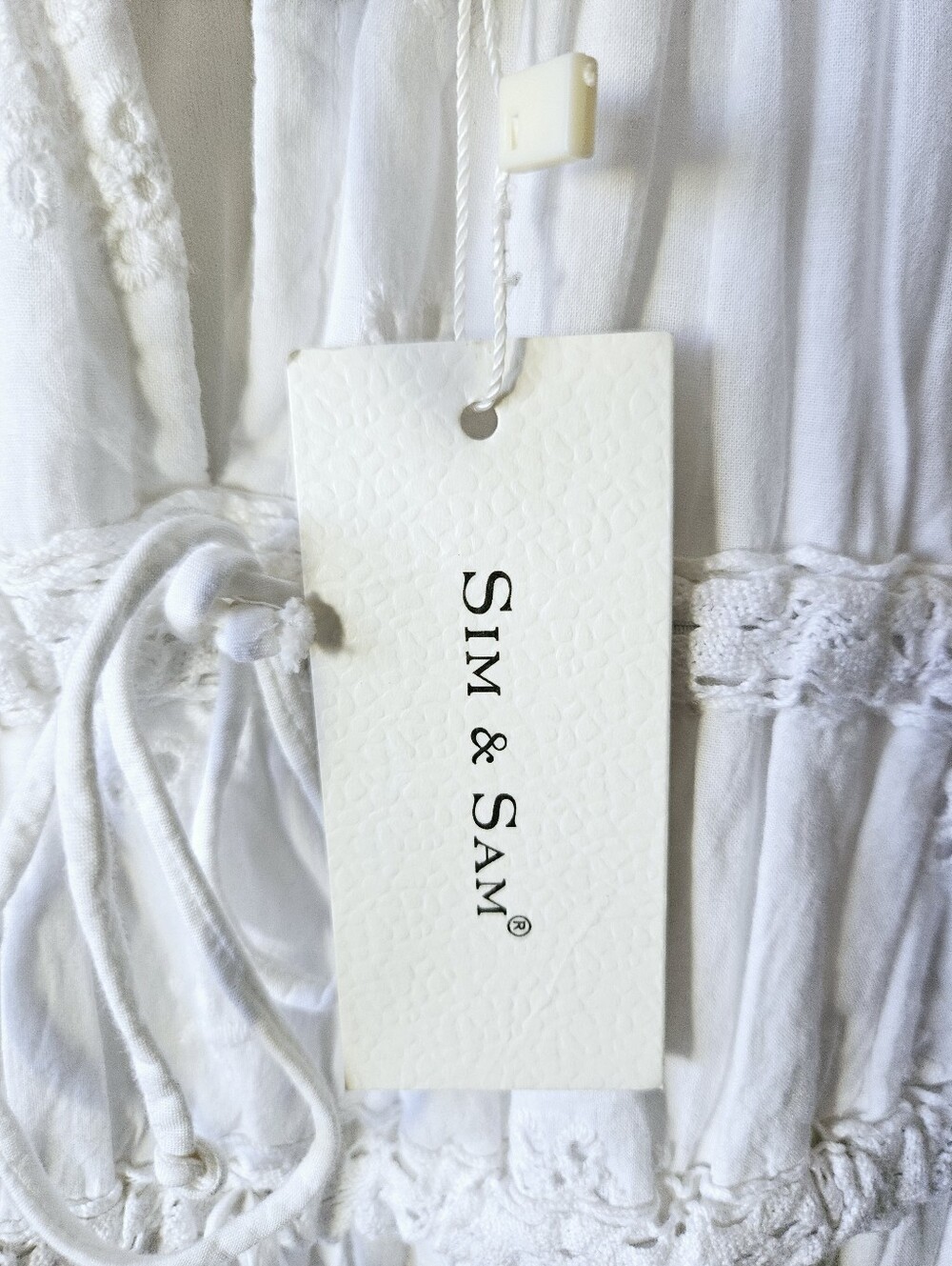 NWT Sim & Sam Ruched Midi Dress Size S White Feminine - Picture 7 of 8